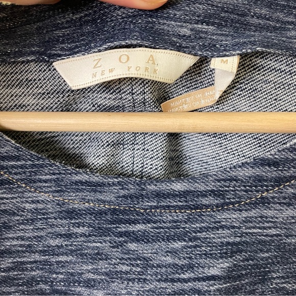 Anthropologie ZOA Denim Chambray Reverse Stitch Short Sleeve Top SZ Medium - Picture 6 of 11